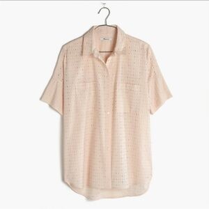 Madewell courier shirt eyelet lace cotton pale blush pink xsmall